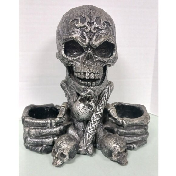 DWK Gothic Skull Bones Salt And Pepper Shaker Holder 2010 - Picture 1 of 7